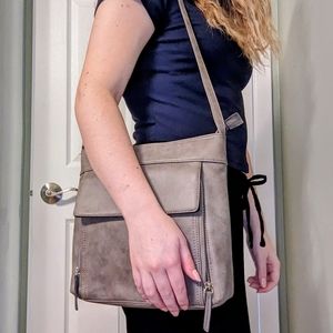 Denver Hayes Charcoal Grey Crossbody with Silver Hardware